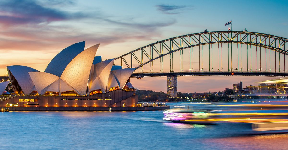 Private yacht on Sydney Harbour past the Opera House