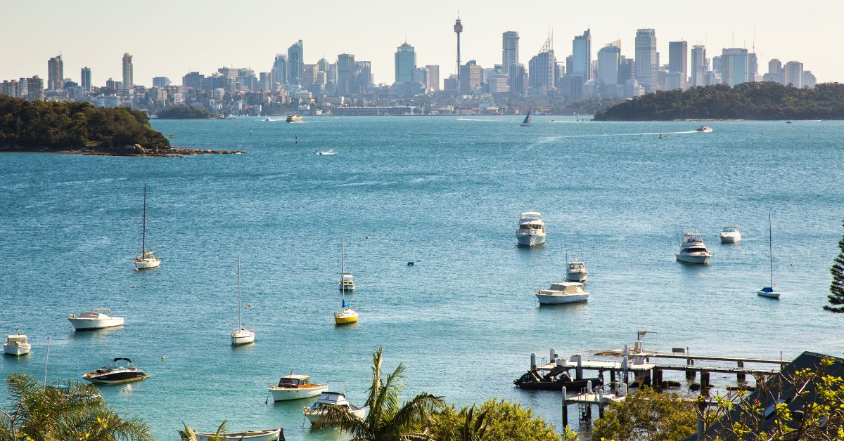 Bridal party arriving by private yacht on Sydney Harbour